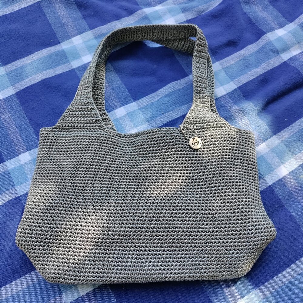 The Sak Lined Slate Grey Crochet Bag